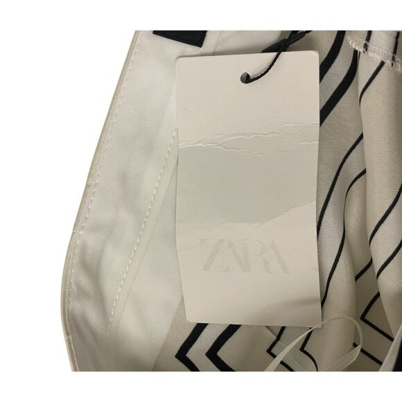 Zara Womens Pants Trouser XXL Ecru Geometric Printed Satin Effect 2761/027 NWT - Picture 6 of 16